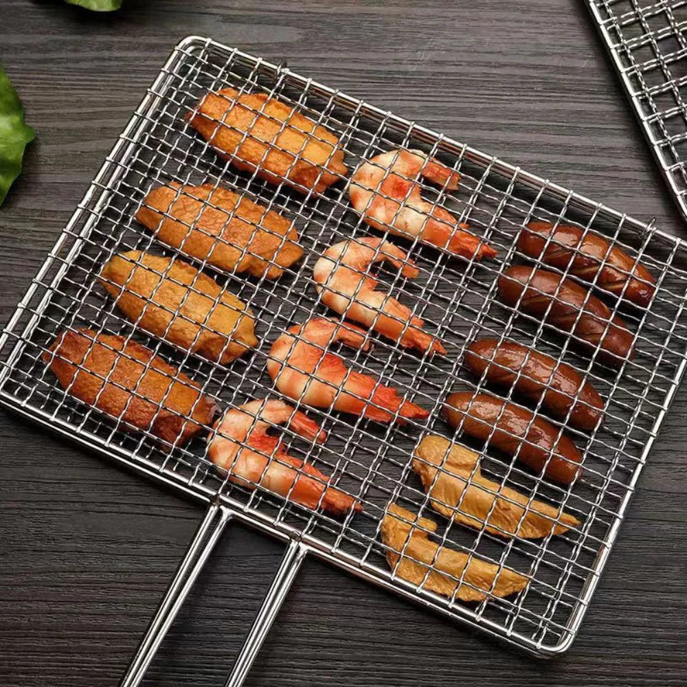Iron BBQ Grill Basket Mesh Clamp – Fish, Meat & Veggie Grilling BBQ Grill Basket Nixie