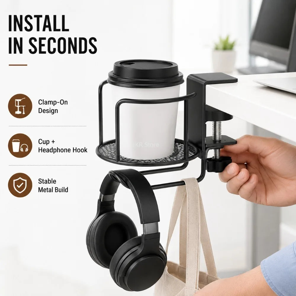 Rotating Table Edge Cup Holder – No-Drill Clamp Tumbler Stand Clamp Cup Holder Nixie