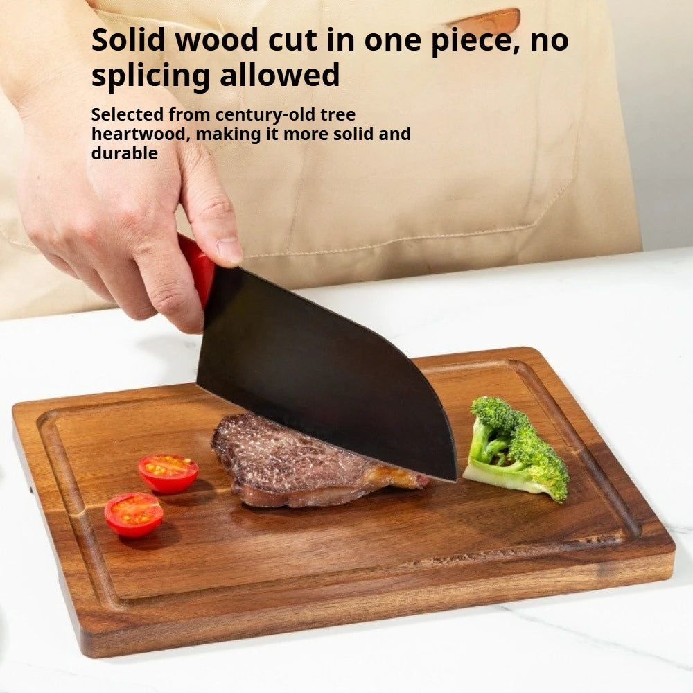 Wooden Cutting Board with Juice Grooves – Kitchen Chopping Tray Wooden Cutting Board Nixie