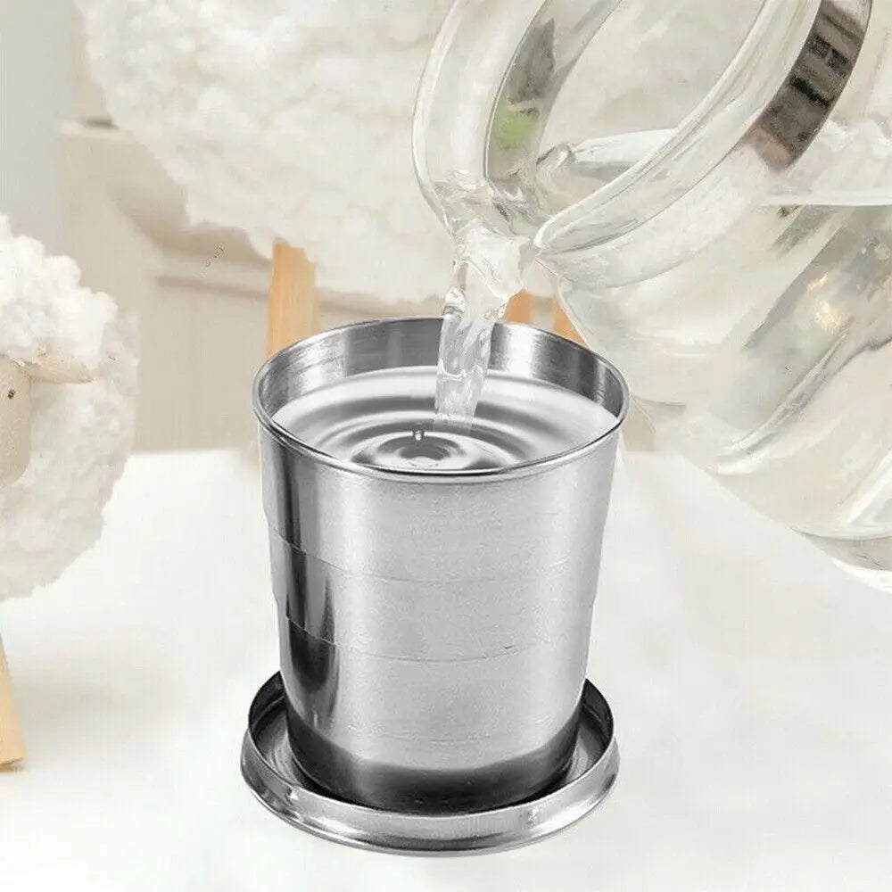 Collapsible Stainless Steel Travel Cup with Keychain & Lid Collapsible Travel Cup Nixie