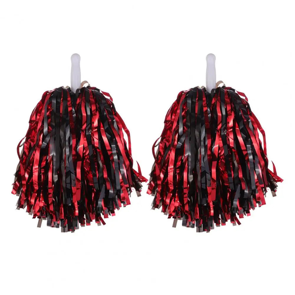 2Pcs Metallic Foil Cheerleading Pom Poms for Sports & Parties Cheerleading Pom Poms Nixie Black Red