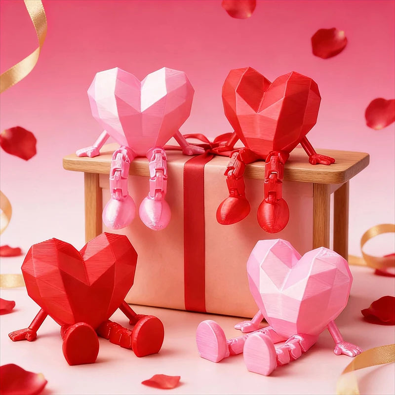 Jointed Miniature Heart Figurine – Valentine's Day Décor Gift Decorative Figurine Nixie