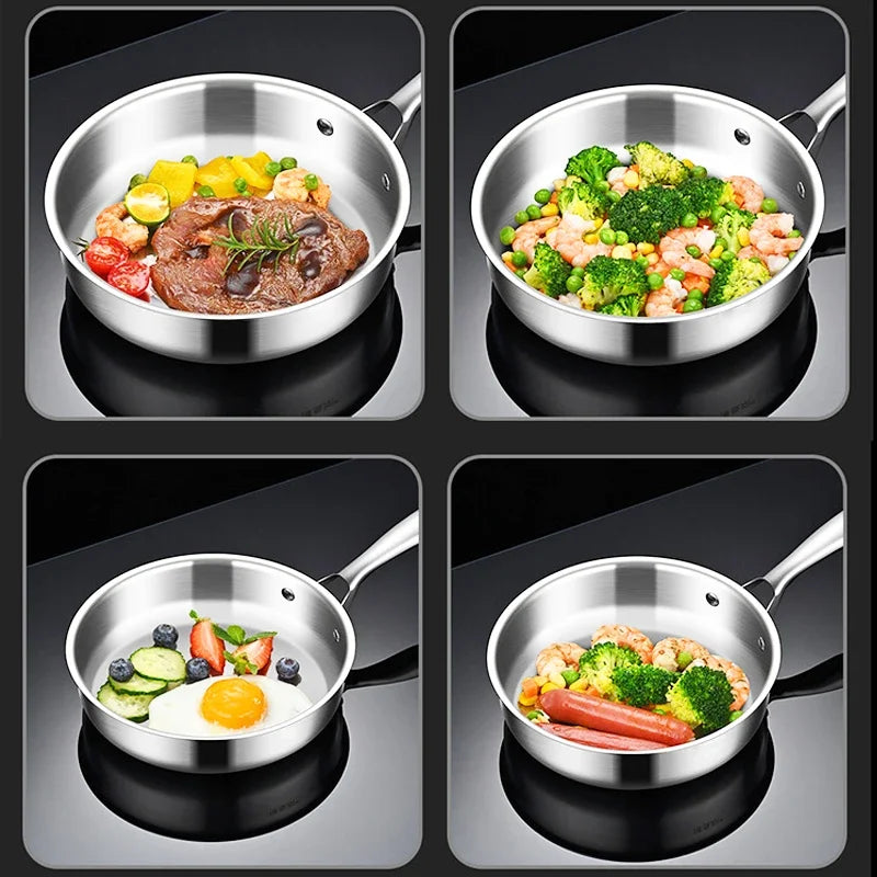 316 Stainless Steel Mini Fry Pan 16/18cm – Gas & Induction Stainless Steel Skillet Nixie