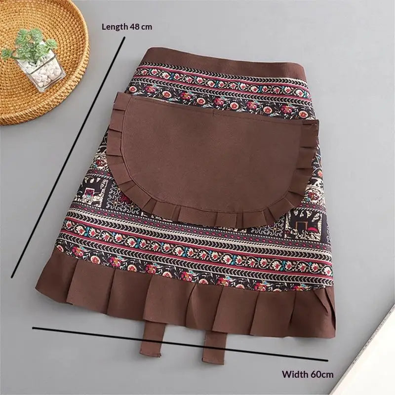 Women's Linen Cotton Half-Body Waist Apron for Kitchen Kitchen Waist Apron Nixie