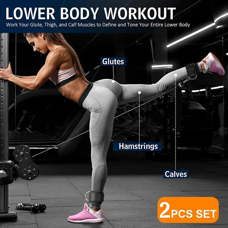 2PCS Padded Cable Ankle Straps – Glute Kickback & Leg Training