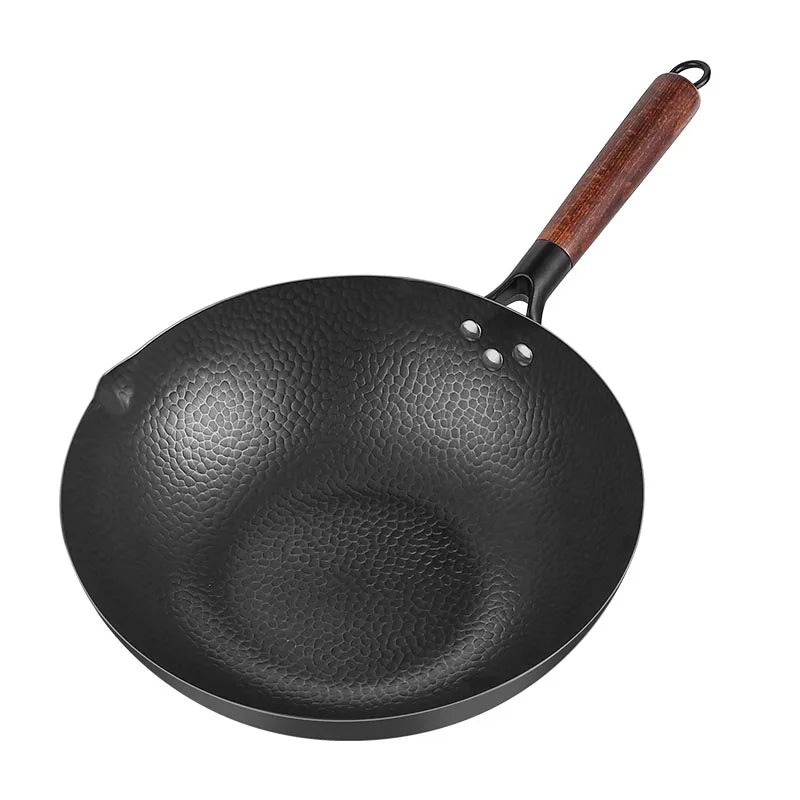 32cm Hand Hammered Carbon Steel Wok – All Stove Compatible Carbon Steel Wok Nixie Wok