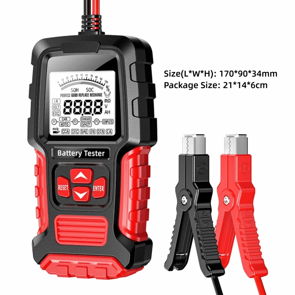 12V & 24V Car Battery Tester LCD | 3-400AH CCA Analyzer Battery Analyzer Tester Nixie Red