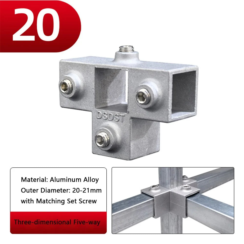 Aluminum Alloy Square Tube Elbow Connector 20/25/30mm Pipe Tube Connector Nixie 14