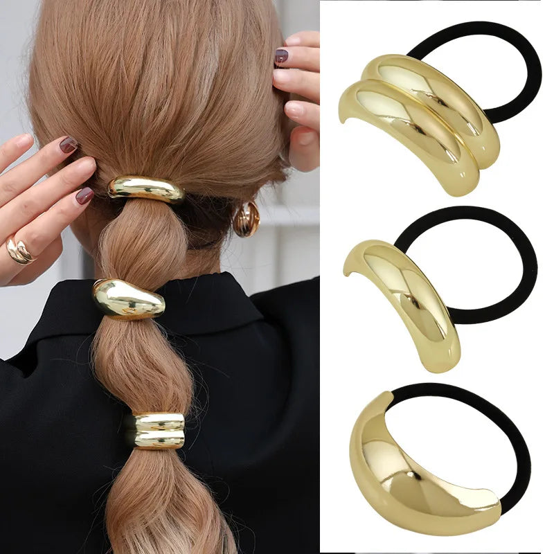 Metal Double-Layer Elastic Hair Bands & Scrunchies for Women