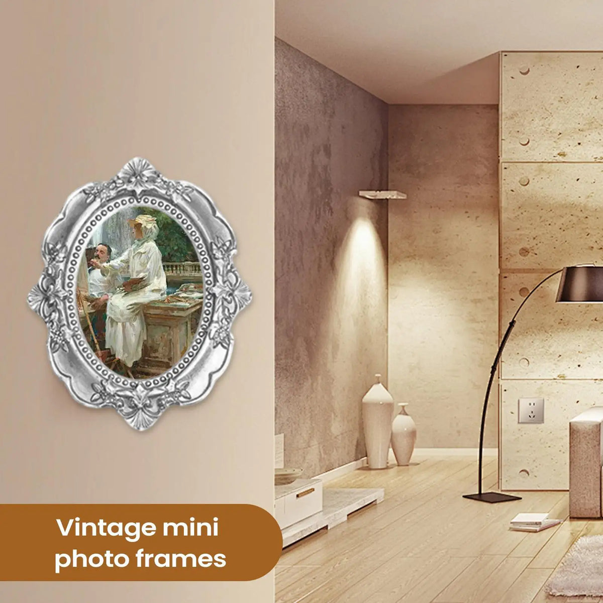 5Pcs Vintage Mini Silver Resin Photo Frames – Jewelry Display Mini Picture Frames Nixie