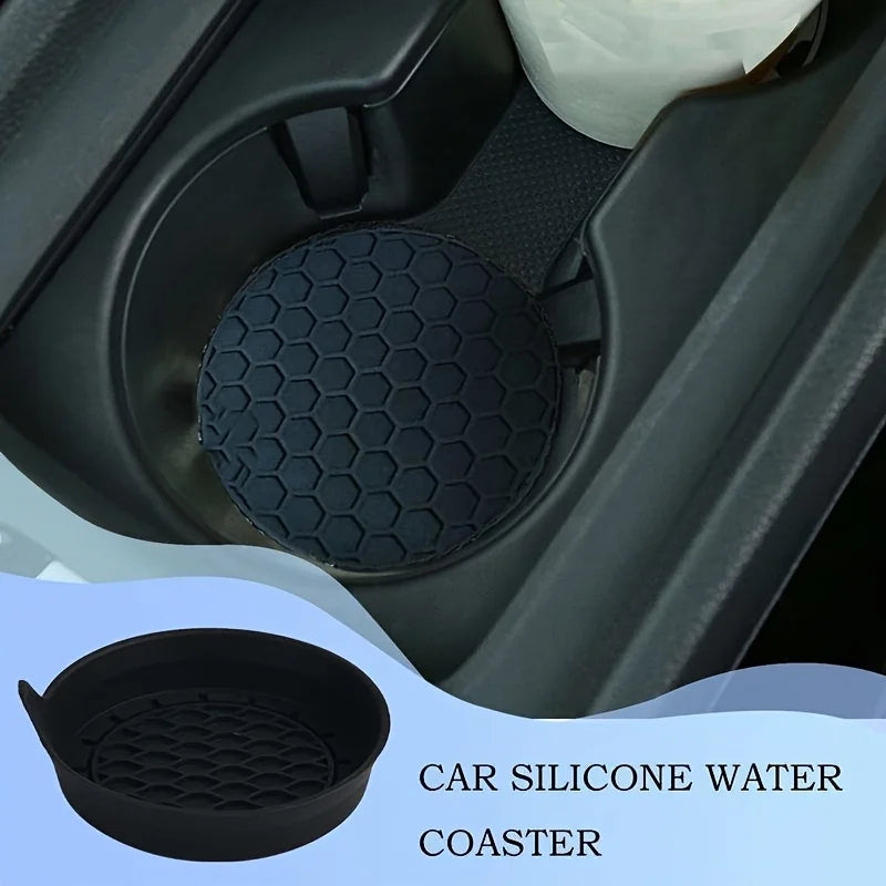 2PCS Silicone Car Coasters – Anti-Slip Cup Holder Pad Car Interior Accessory Nixie