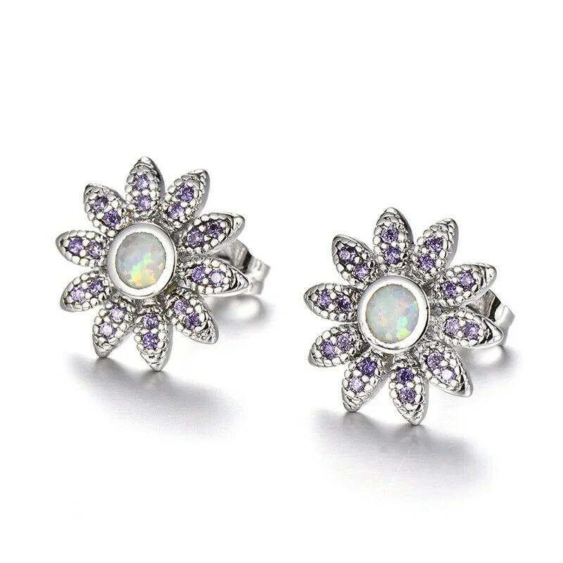 Nixie Silver Blue Simulated Opal Dangle Stud Earrings Gift Dangle Stud Earrings Nixie