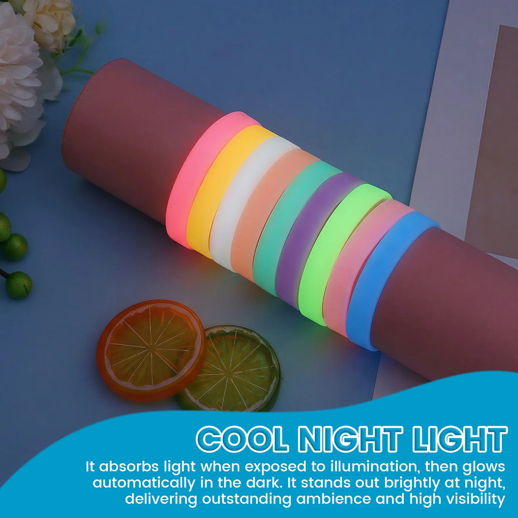 9-Pack Glow in the Dark Silicone Sport Bracelets Unisex Silicone Wristband Set Nixie