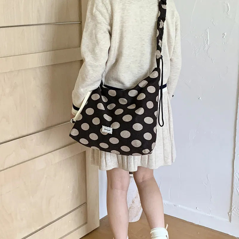 Japanese Retro Polka Dot Tote Bag – Large Shoulder Handbag Tote Shoulder Bag Nixie