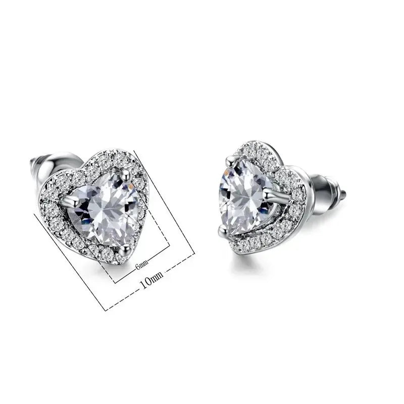 Heart Opal & Crystal Dangle Earrings – Hypoallergenic