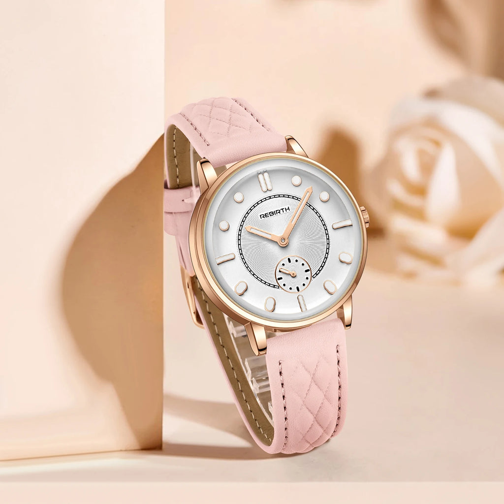 REBIRTH Retro Quartz Wristwatch Leather Band | Minimalist Dial Quartz Wristwatch Nixie