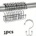 Stainless Steel Shower Curtain Hooks Roller Ball Double-Sided Rings Shower Curtain Hooks Nixie Silver