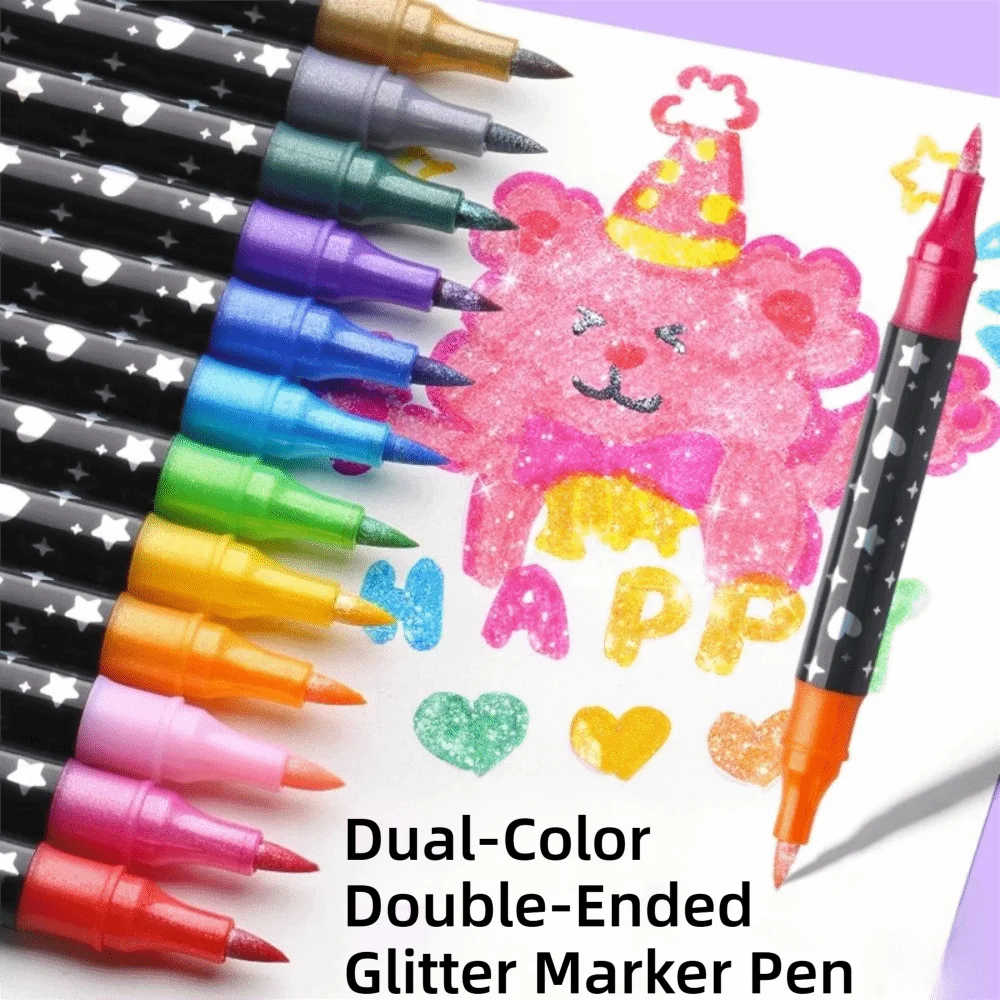 Double-Ended Glitter Pens 24–96 Colors Watercolor Marker Set