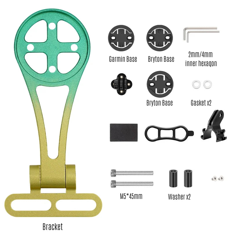 Aluminum Alloy Bike GPS Bracket & Light Mount – Garmin/Bryton/Wahoo Bike Computer Mount Nixie GREEN