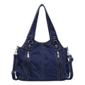 Nixie Vintage Denim Tote Bag – Large Shoulder Crossbody for Women Denim Tote Bag Nixie Dark Blue