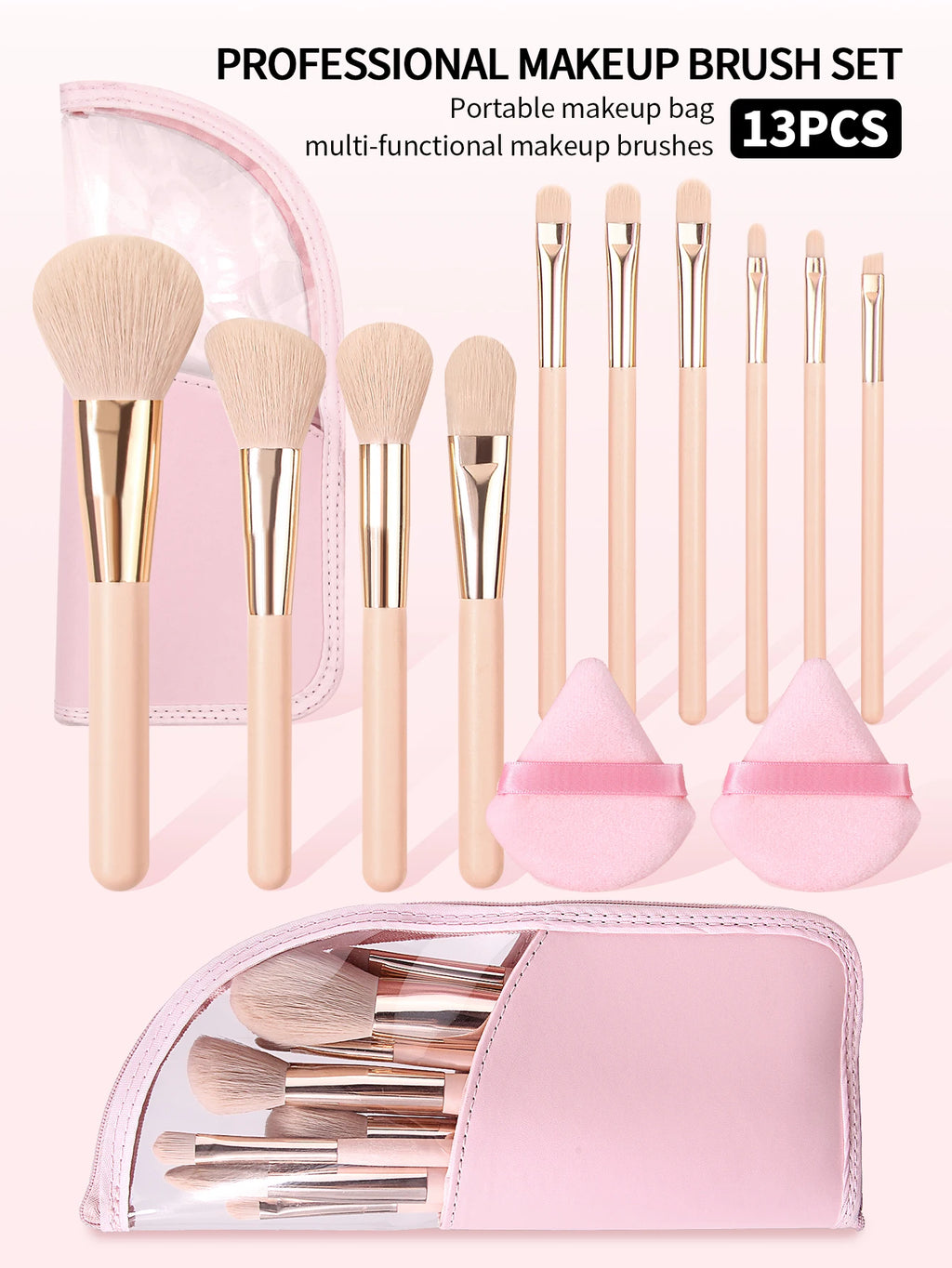 13pc Professional Makeup Brush Set – Eyeshadow & Eyeliner Kit Makeup Brush Set Nixie