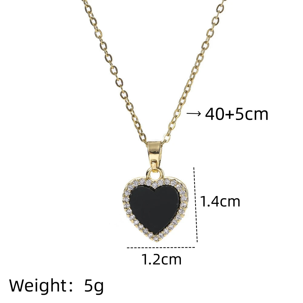 Double-Sided Heart Pendant Necklace | Black & White Choker