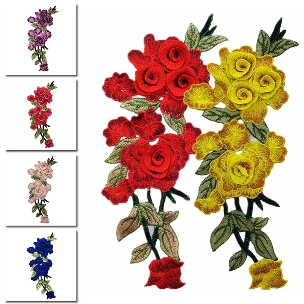 3D Embroidered Rose Flower Sew-On Patch – Ethnic Appliqué Embroidered Sew-On Patch Nixie