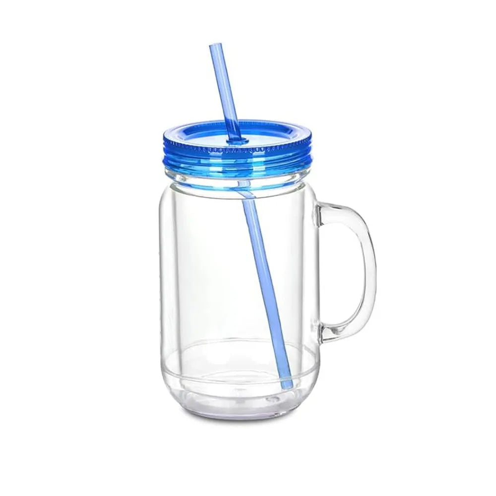 20 Oz Snow Globe Tumbler Double Wall DIY Glitter Cup w/ Handle DIY Glitter Tumbler Nixie Blue