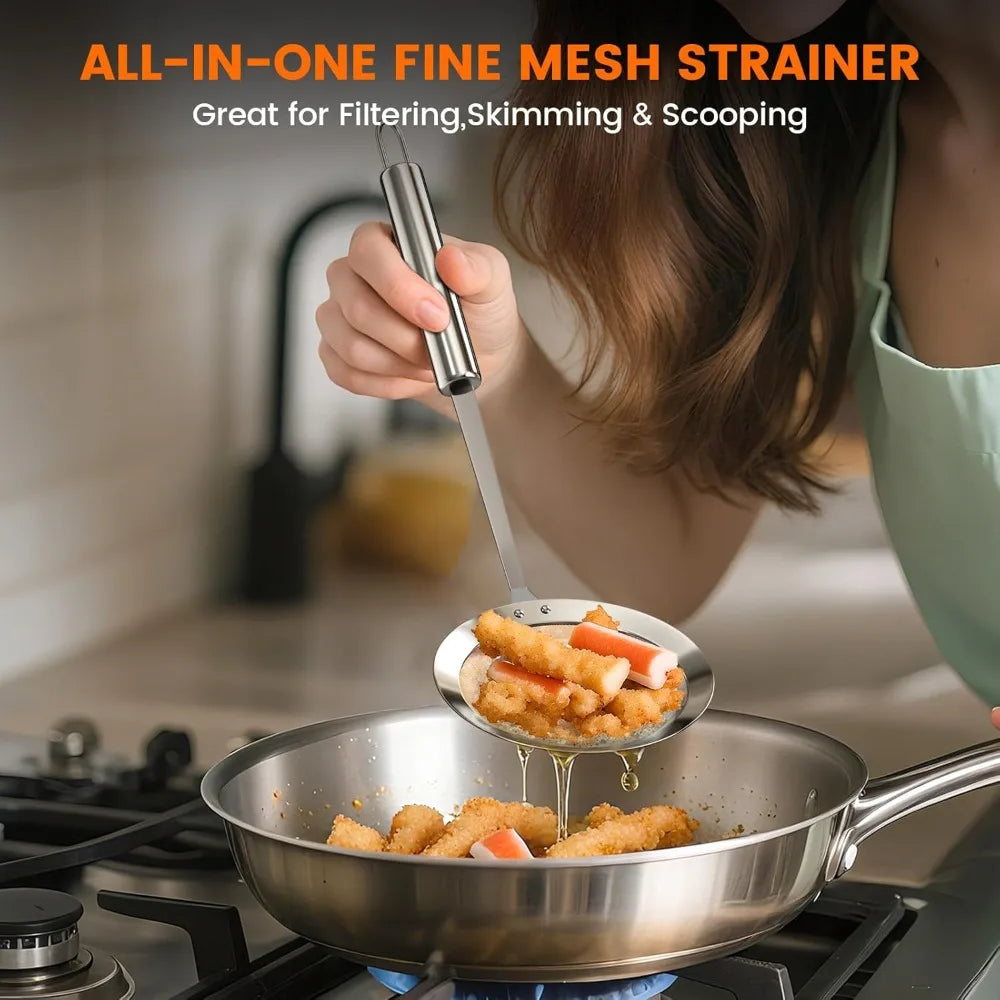 Stainless Steel Fine Mesh Strainer Spoon & Skimmer Ladle Mesh Strainer Spoon Nixie