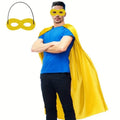 Adult Superhero Cape & Eye Mask – Halloween Costume Cloak Halloween Costume Cape Nixie YELLOW One Size
