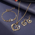 4pcs Gold Necklace Earrings Bracelet Set – Vintage Peach Heart Jewelry Set Nixie StyleA