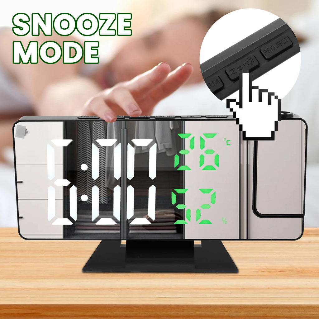 180° Projection Digital Alarm Clock – LED Display & Mirror Projection Alarm Clock Nixie