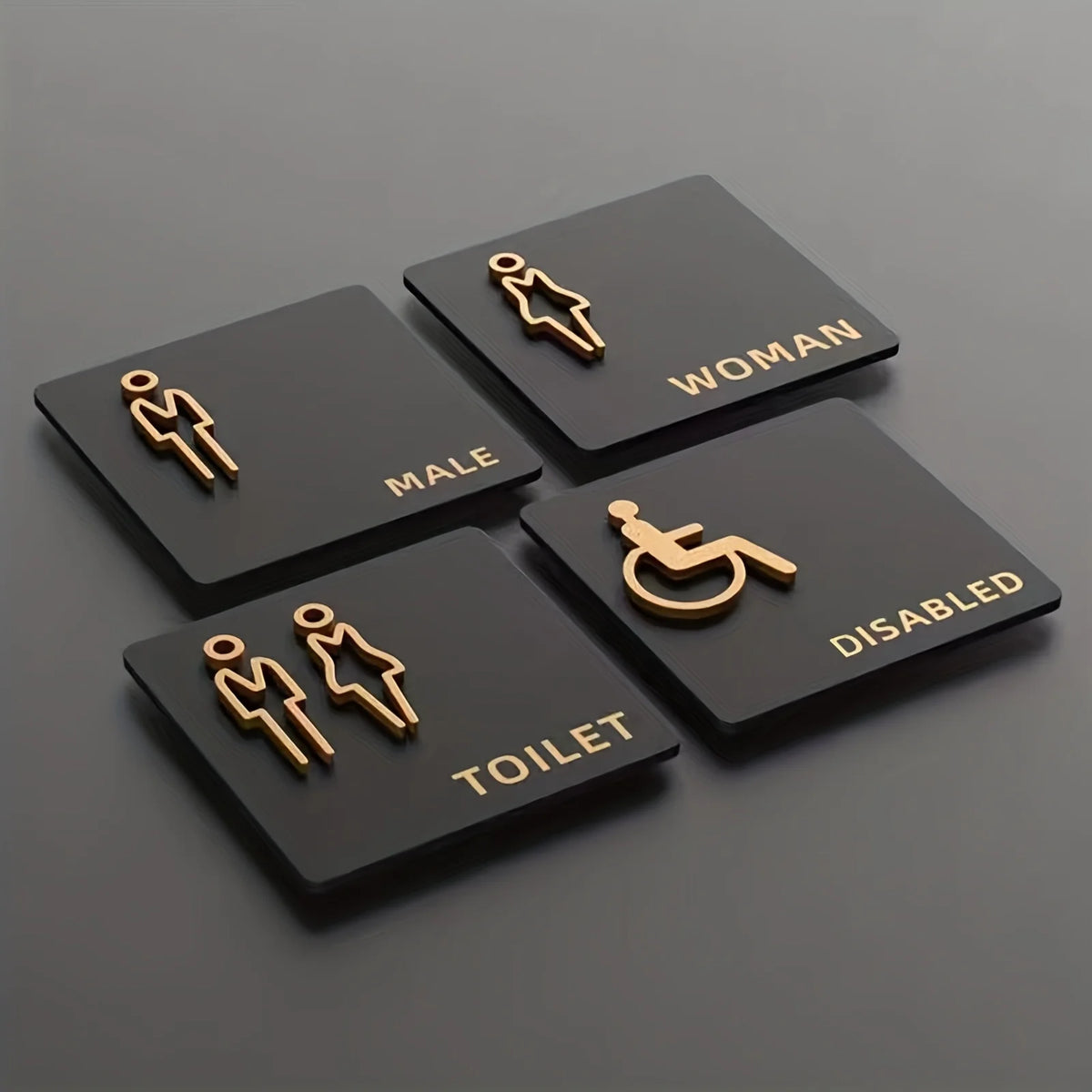 3D Acrylic Restroom Sign – Men's & Women's WC Door Indicator Restroom Door Sign Nixie