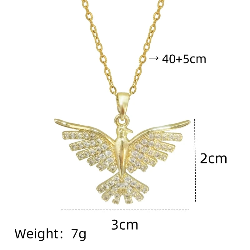 Phoenix Pendant Necklace | Copper Zircon Clavicle Chain Pendant Necklace Nixie