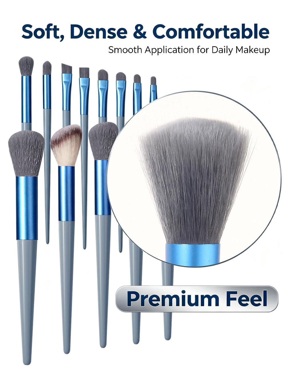 15Pc Makeup Brush Set + 2 Triangle Puffs | Pro Synthetic Kit Makeup Brush Set Nixie