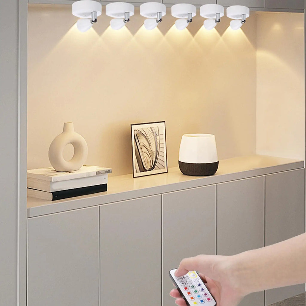 Rechargeable Rotatable LED Spotlight with Remote – Indoor Uplighting LED Accent Spotlight Nixie