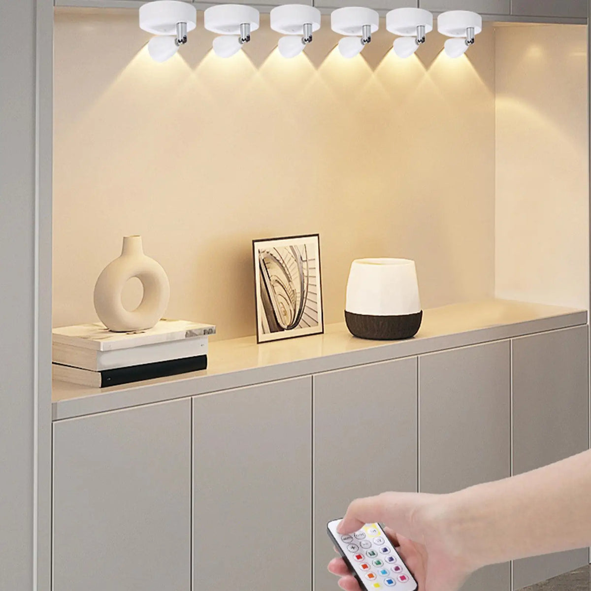 Rechargeable Rotatable LED Spotlight with Remote – Indoor Uplighting LED Accent Spotlight Nixie
