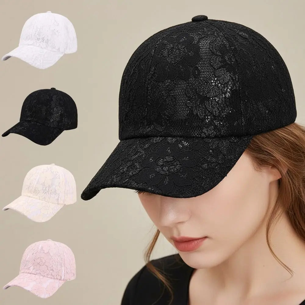 Floral Lace Baseball Cap – Breathable Adjustable Sun Hat Lace Baseball Cap Nixie