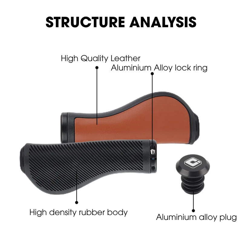 ODI Leather Lock-On MTB Handlebar Grips – Anti-Slip Bicycle MTB Handlebar Grips Nixie