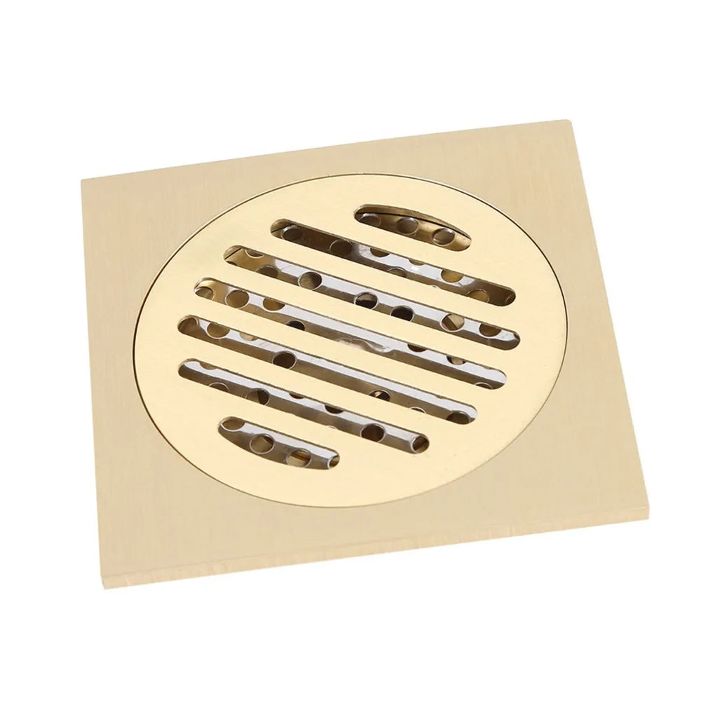 Brass Square Shower Floor Drain Removable Strainer – Gold Finish Shower Floor Drain Nixie