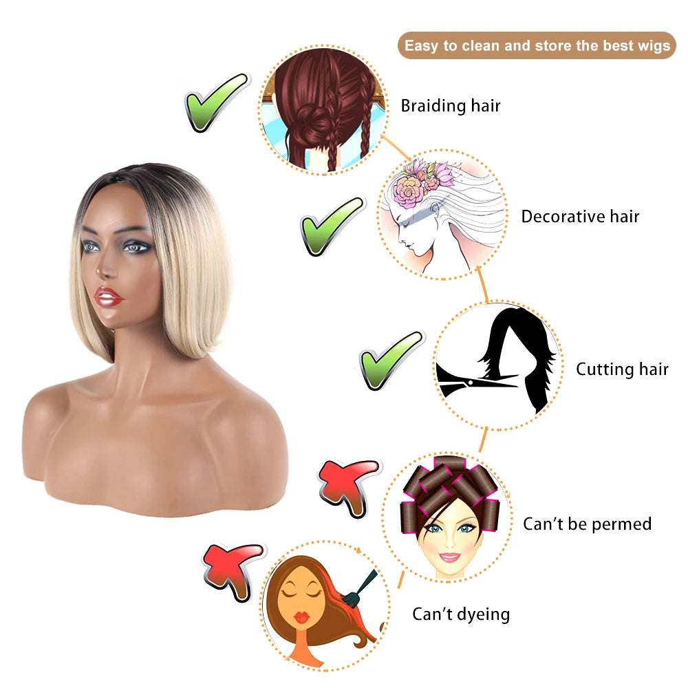 Women's Short Bob Wig – Straight Ombre Blonde Cosplay & Daily Fashion Bob Wig Nixie
