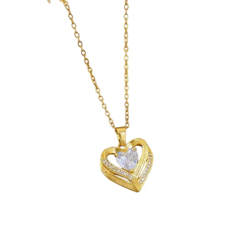 Heart Pendant Necklace – Gold Copper & Stainless Steel Choker Pendant Necklace Nixie