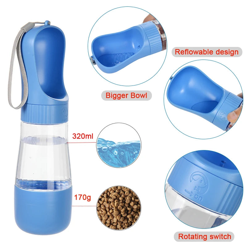 2-in-1 Portable Dog Water Bottle & Food Container Travel Pet Travel Water Bottle Nixie