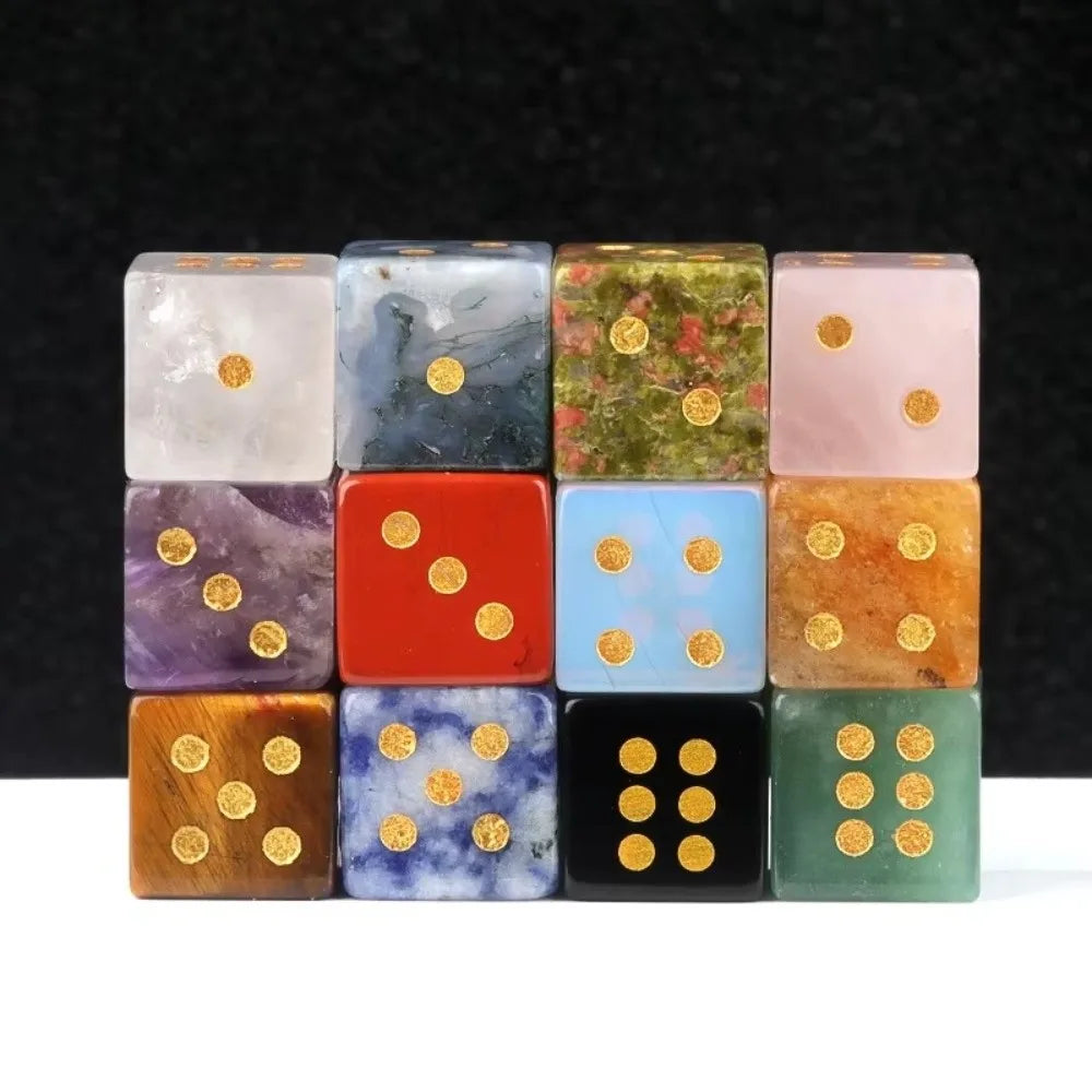 16mm Natural Crystal Quartz D6 Gem Dice – Stone Game Die Crystal Game Dice Nixie