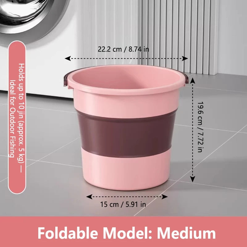 Portable Folding Bucket 5/10/17L – Camping, Car Wash & Fishing Folding Bucket Nixie 5L Pink