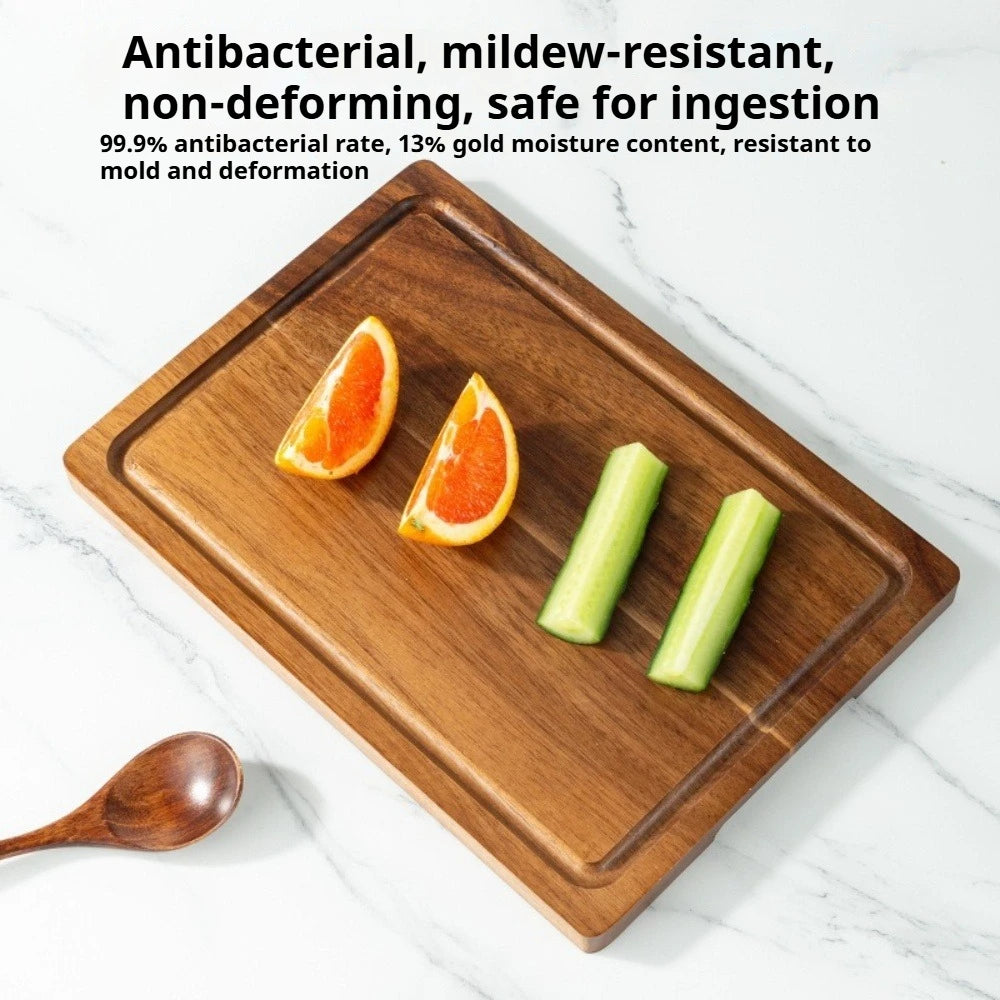 Wooden Cutting Board with Juice Grooves – Kitchen Chopping Tray Wooden Cutting Board Nixie