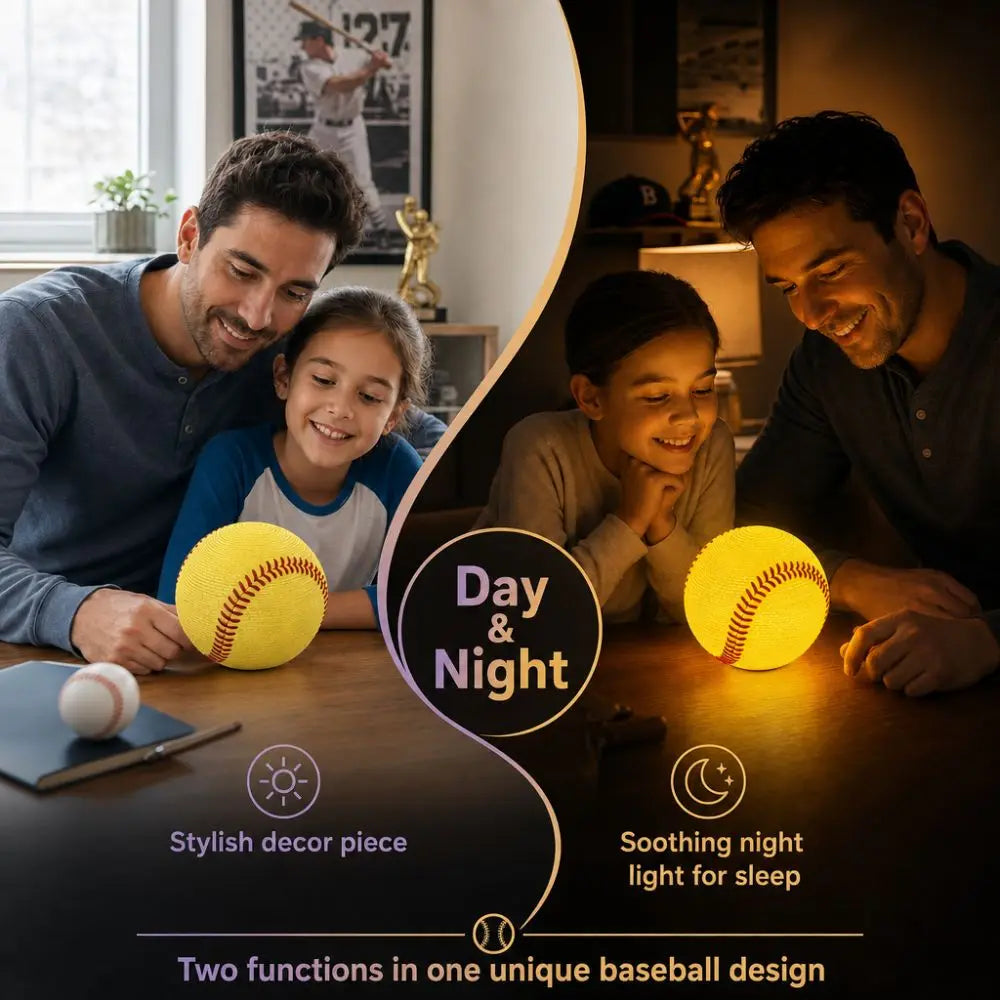 3D Softball Baseball Night Light Silicone LED Bedside Lamp