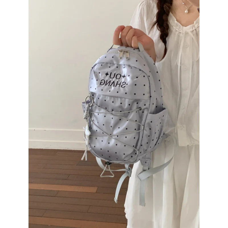 Korean Polka Dot Backpack – Cute Casual Nylon School Bag Casual Backpack Nixie