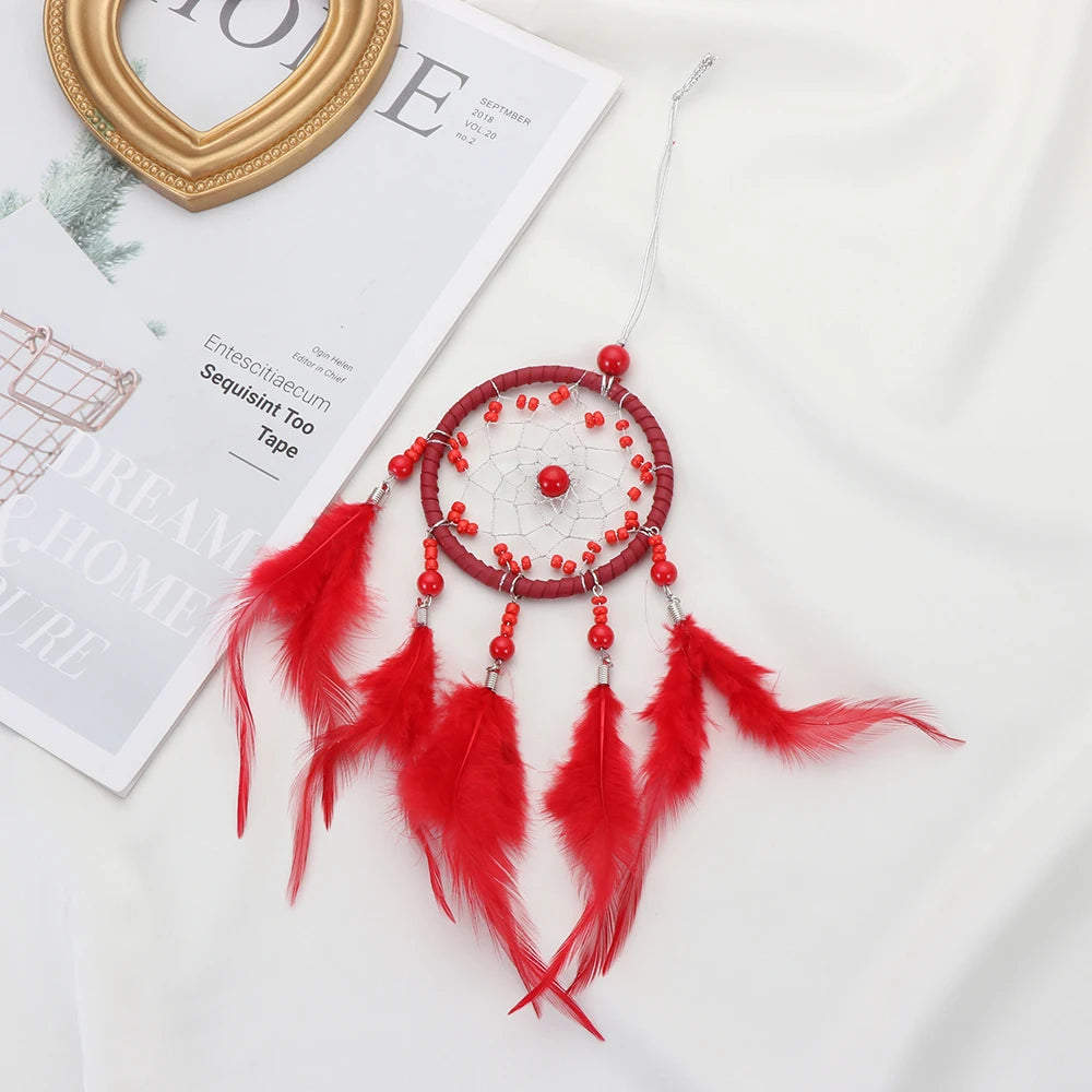 Handmade Dream Catcher Wall Hanging & Car Pendant w/ Feathers Dream Catcher Pendant Nixie