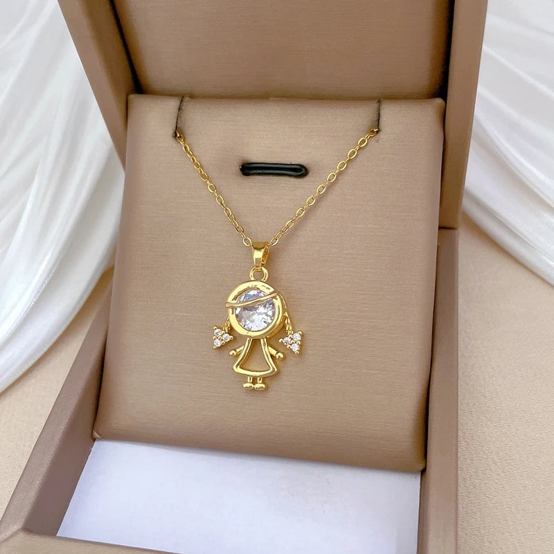 Gold Plated Animal Pendant Necklace – Stainless Steel Clavicle Chain Pendant Necklace Nixie